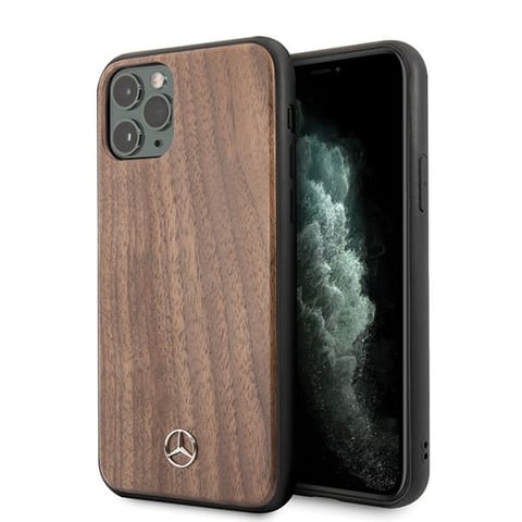 ⁨Mercedes MEHCN58VWOLB iPhone 11 Pro hard case brown/brown Wood Line Walnut⁩ at Wasserman.eu