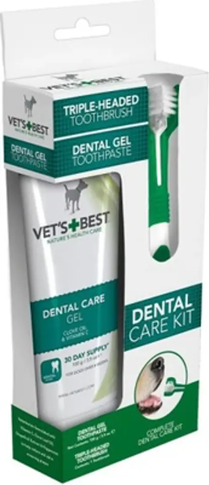 ⁨VET'S BEST DENTAL GEL 100g + TOOTHBRUSH SET⁩ at Wasserman.eu