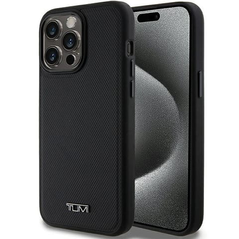 ⁨Tumi TUHMP15XRBAK iPhone 15 Pro Max 6.7" czarny/black hardcase Leather Balistic Pattern MagSafe⁩ w sklepie Wasserman.eu