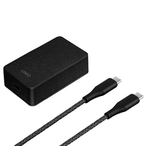 ⁨UNIQ Ład. siec. Versa Slim  USB-C PD 18W + kabel USB-C na USB-C czarny/charcoal black (LITHOS Collective)⁩ w sklepie Wasserman.eu