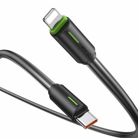 ⁨USAMS Kabel USB-C/Lightning 1m SJ73530W czarny/black YU Series SJ735USB01 (US-SJ735)⁩ w sklepie Wasserman.eu