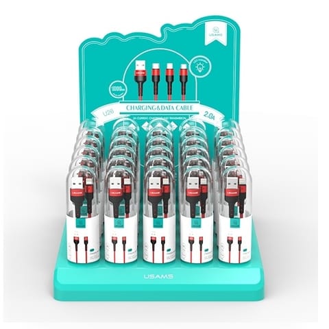 ⁨USAMS Set U26 microUSB/USB-C/lightning30szt kabel pleciony Fast Charging 1m czerwony/red⁩ w sklepie Wasserman.eu