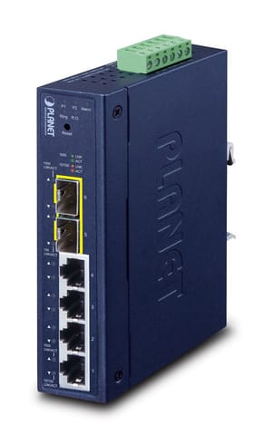 ⁨PLANET Industrial L2/L4 4-Port Managed L2/L4 Gigabit Ethernet (10/100/1000) Blue⁩ at Wasserman.eu