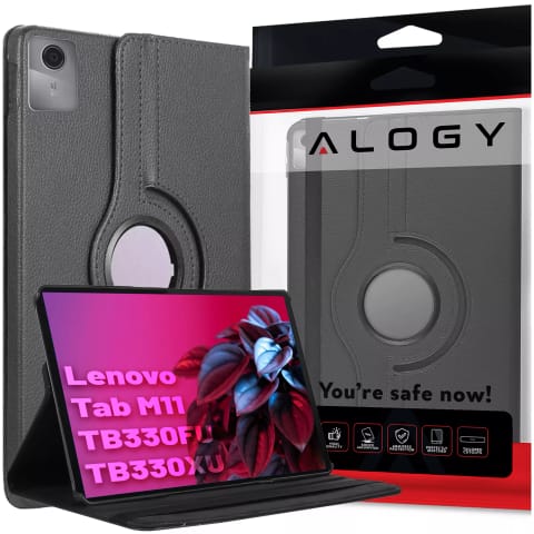 ⁨Etui 360 do Lenovo Tab M11 10.95" TB330FU / TB330XU / TB331FC obrotowe pokrowiec obudowa z klapką na tablet Case Alogy Czarne⁩ w sklepie Wasserman.eu