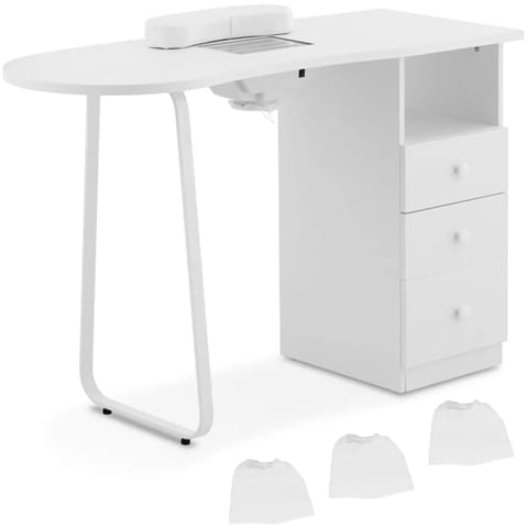 ⁨Biurko kosmetyczne do manicure z pochłaniaczem pyłu 120 x 45 cm - białe⁩ w sklepie Wasserman.eu
