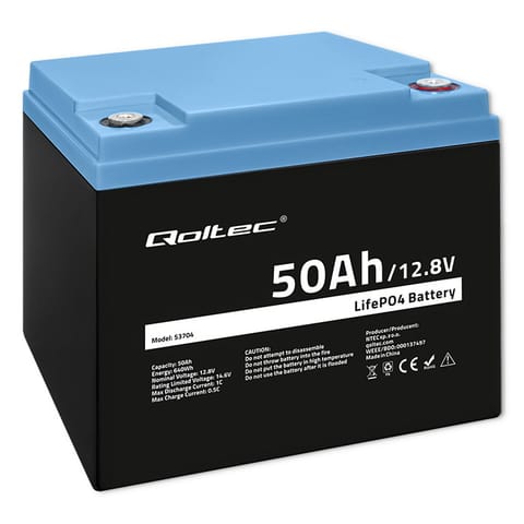 ⁨Qoltec 53704 LiFePO4 lithium iron phosphate battery | 12.8V | 50Ah | 640Wh | BMS⁩ at Wasserman.eu