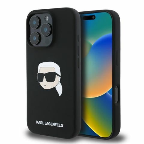 ⁨Karl Lagerfeld KLHMP16XSKHPPLK iPhone 16 Pro Max 6.9" czarny/black hardcase Silicone Karl Head Print MagSafe⁩ w sklepie Wasserman.eu