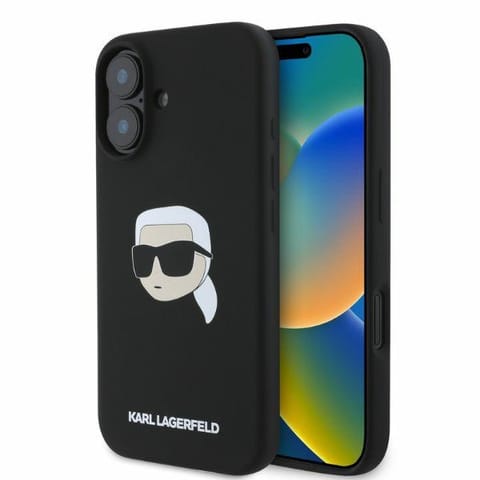⁨Karl Lagerfeld KLHMP16SSKHPPLK iPhone 16 6.1" czarny/black hardcase Silicone Karl Head Print MagSafe⁩ w sklepie Wasserman.eu