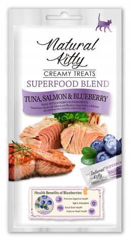 ⁨NATURAL KITTY Superfood Blend Tuna, salmon and blueberry - cat treats - 4 x 12g⁩ at Wasserman.eu