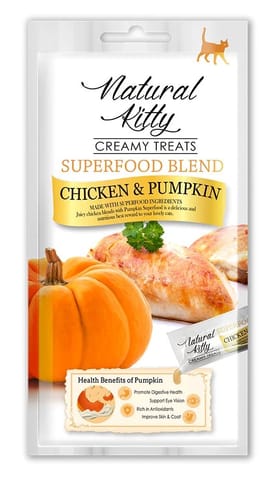 ⁨NATURAL KITTY Superfood Blend Chicken with pumpkin - cat treats -  4 x 12g⁩ at Wasserman.eu