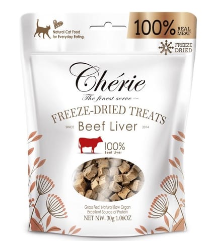 ⁨CHERIE Freeze-dried beef liver pieces - cat treats - 30g⁩ at Wasserman.eu