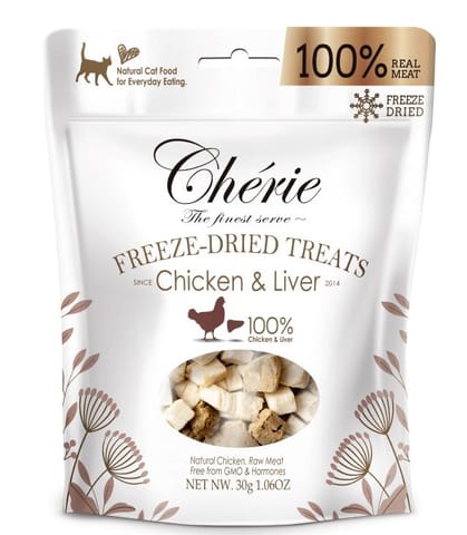 ⁨CHERIE Freeze-dried chicken and liver pieces - cat treats - 30g⁩ at Wasserman.eu