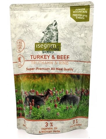 ⁨ISEGRIM Junior Turkey with beef - wet dog food - 410g⁩ at Wasserman.eu