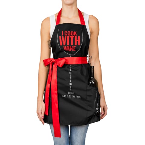 ⁨Apron for a cooking woman with a pocket WINE⁩ at Wasserman.eu