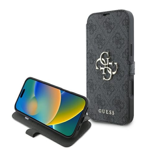 ⁨Guess GUBKP16M4GMGGR iPhone 16 Plus 6.7" czarny/black book 4G Metal Logo⁩ w sklepie Wasserman.eu