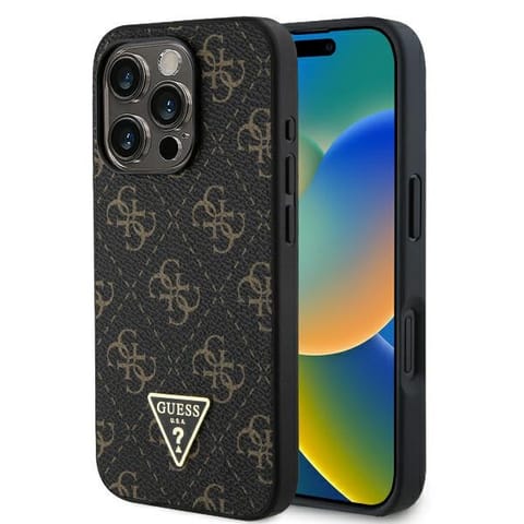 ⁨Guess GUHCP16LPG4GPK iPhone 16 Pro 6.3" czarny/black hardcase New 4G Triangle⁩ w sklepie Wasserman.eu