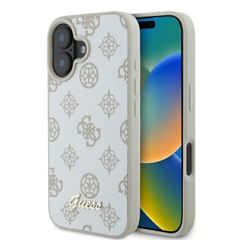 ⁨Guess GUHMP16SPGPYSH iPhone 16 6.1" biały/white hardcase Peony Script Logo MagSafe⁩ w sklepie Wasserman.eu