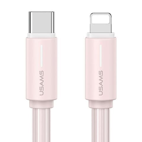 ⁨USAMS Kabel USB-C/Lightning 1m SJ735 30W różowy/pink YU Series SJ735USB04 (US-SJ735)⁩ w sklepie Wasserman.eu