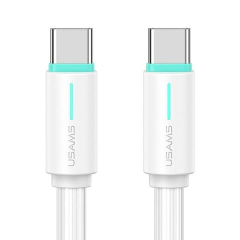 ⁨USAMS Kabel USB-C/USB-C 1m SJ73460W biały/white YU Series SJ734USB02 (US-SJ734)⁩ w sklepie Wasserman.eu