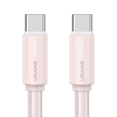 ⁨USAMS Kabel USB-C/USB-C 1m SJ734 60W różowy/pink YU Series SJ734USB04 (US-SJ734)⁩ w sklepie Wasserman.eu