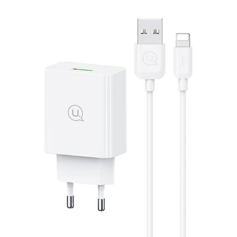 ⁨USAMS Ład. siec. 18W + kabel Lightning/ USB-A Fast Charging biały/white series SC SCXLTZ03⁩ w sklepie Wasserman.eu