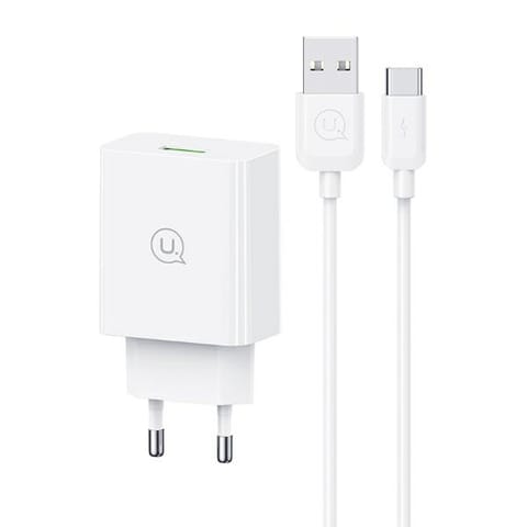 ⁨USAMS Ład. siec. 18W + kabel USB-C/USB-A 1m Fast Charging biały/white series SC SCXLTZ02⁩ w sklepie Wasserman.eu