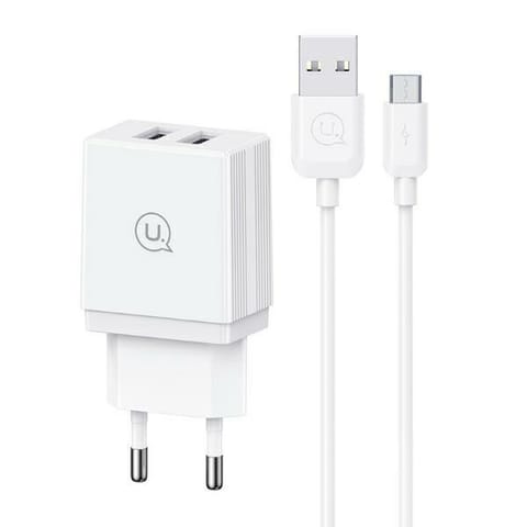 ⁨USAMS Ład. siec. 2xUSB-A + kabel Micro/ USB-A Fast Charging biały/white series HC HCXLTZ02⁩ w sklepie Wasserman.eu