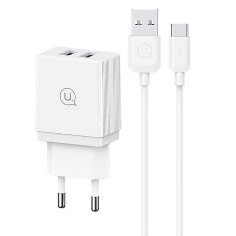 ⁨USAMS Ład. siec. 2xUSB-A + kabel USB-C/ USB-A Fast Charging biały/white series HC HCXLTZ03⁩ w sklepie Wasserman.eu