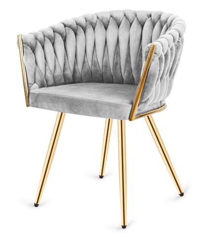 ⁨Krzesło plecione Lugano fotel TRECCIA GREY VELVET GOLD⁩ w sklepie Wasserman.eu