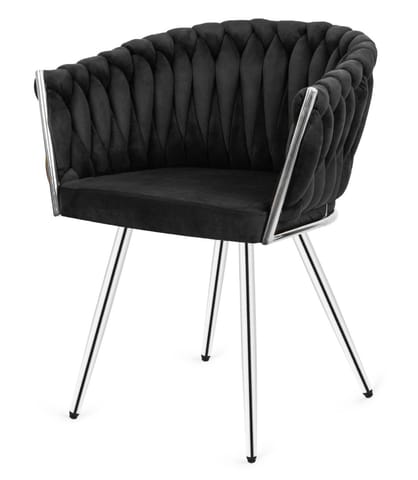 ⁨Krzesło plecione Lugano fotel TRECCIA BLACK VELVET SILVER⁩ w sklepie Wasserman.eu