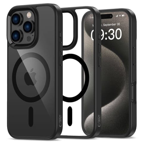 ⁨Etui IPHONE 16 PRO Tech-Protect Magmat MagSafe Clear czarne⁩ w sklepie Wasserman.eu