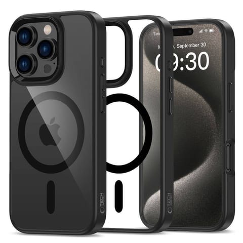 ⁨Etui IPHONE 16 PRO MAX Tech-Protect Magmat MagSafe Clear czarne⁩ w sklepie Wasserman.eu