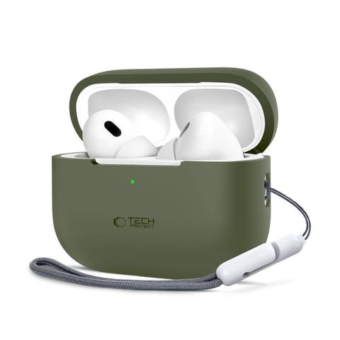 ⁨Etui APPLE AIRPODS PRO 1 / 2 Tech-Protect Silicone Olive zielone⁩ w sklepie Wasserman.eu