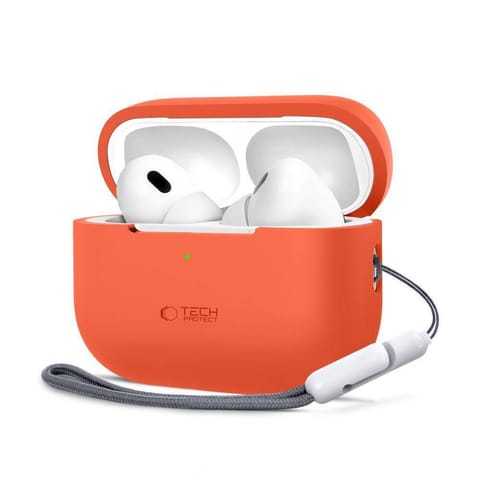 ⁨Etui APPLE AIRPODS PRO 1 / 2 Tech-Protect Silicone Neon pomarańczowe⁩ w sklepie Wasserman.eu