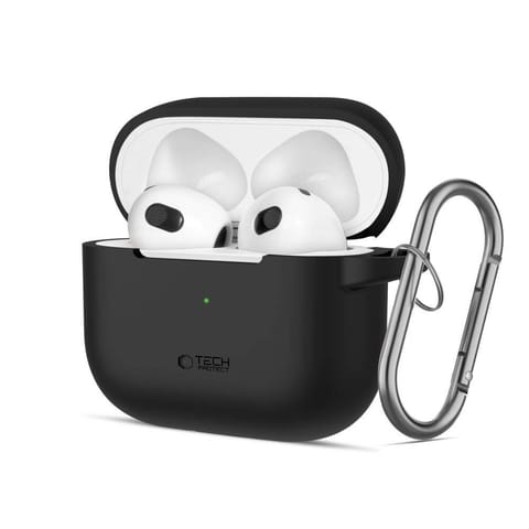 ⁨Etui APPLE AIRPODS 3 Tech-Protect Silicone czarne⁩ w sklepie Wasserman.eu