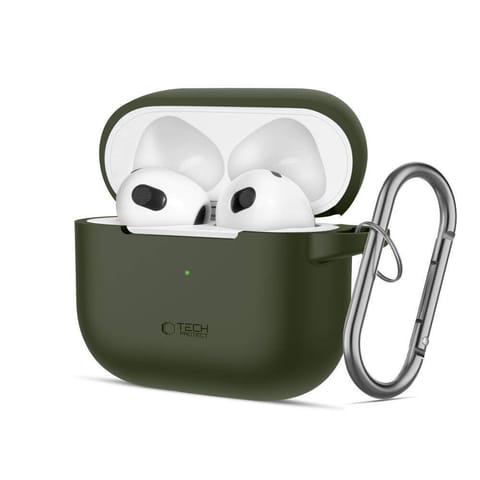 ⁨Etui APPLE AIRPODS 3 Tech-Protect Silicone Olive zielone⁩ w sklepie Wasserman.eu