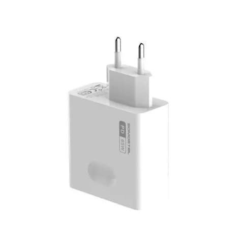 ⁨Ładowarka sieciowa 65W + kabel iPhone do Typ-C Somostel Power Deliver Q15 PD Biały⁩ w sklepie Wasserman.eu