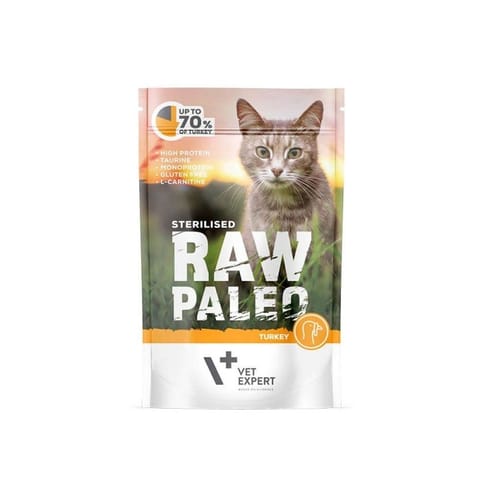 ⁨RAW PALEO Adult Cat Sterilised Turkey - wet cat food - 100 g⁩ at Wasserman.eu