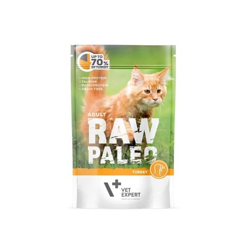 ⁨VetExpert Raw Paleo adult cat - Indyk saszetka 100g⁩ w sklepie Wasserman.eu