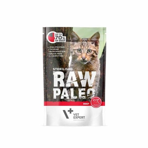 ⁨VetExpert Raw Paleo sterilised Wołowina saszetka 100g⁩ w sklepie Wasserman.eu