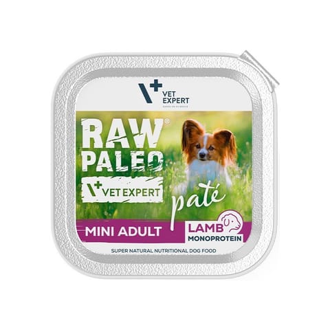 ⁨VetExpert Raw Paleo Jagnięcina Pate Mini Adult alu tray 150g⁩ w sklepie Wasserman.eu