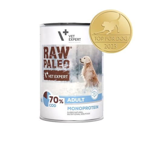 ⁨RAW PALEO Adult Monoprotein Cod - wet dog food - 400 g⁩ at Wasserman.eu