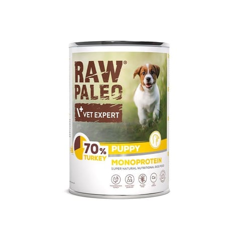 ⁨RAW PALEO Puppy Monoprotein Turkey - wet food for puppies - 400 g⁩ at Wasserman.eu