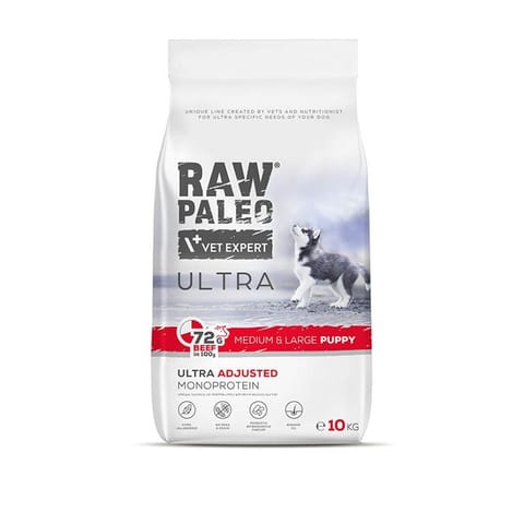 ⁨RAW PALEO Ultra Medium&Large Puppy Beef - dry food for puppies - 10 kg⁩ at Wasserman.eu