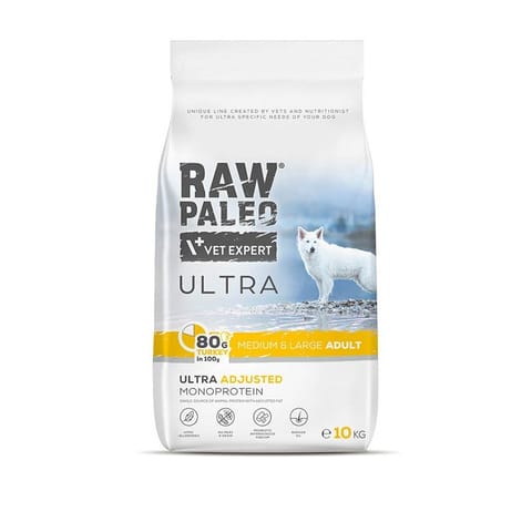 ⁨RAW PALEO Ultra Medium&Large Adult Turkey - dry dog ​​food - 10 kg⁩ at Wasserman.eu