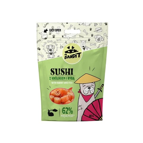 ⁨MR. BANDIT SUSHI with Rabbit and Fish - dog treat - 80 g⁩ at Wasserman.eu