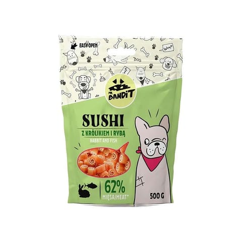 ⁨MR. BANDIT SUSHI with Rabbit and Fish - dog treat -500 g⁩ at Wasserman.eu