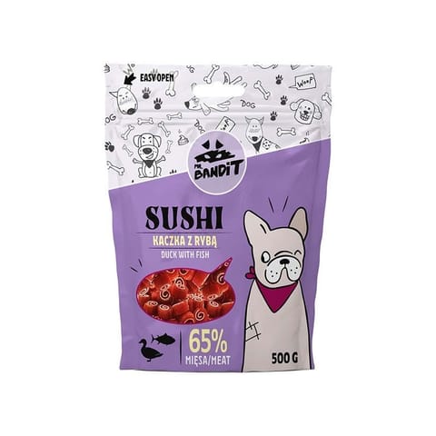 ⁨MR. BANDIT SUSHI Duck with Fish - dog treat - 500 g⁩ at Wasserman.eu