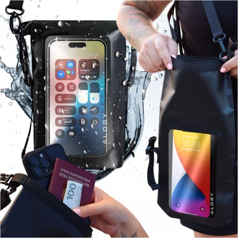 ⁨Sakwa Etui wodoodporne na telefon duża torba worek Case wodoszczelne Alogy Waterproof Czarne⁩ w sklepie Wasserman.eu