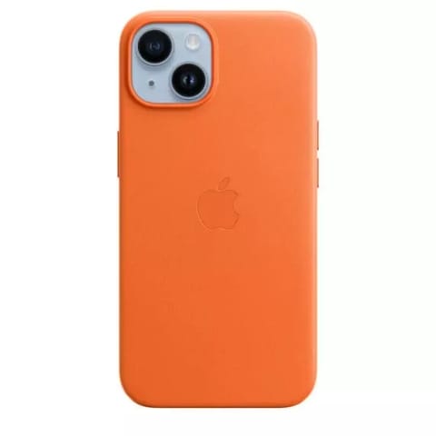 ⁨Etui Apple Leather Case do iPhone 14 plecki ochronne na telefon Orange⁩ w sklepie Wasserman.eu